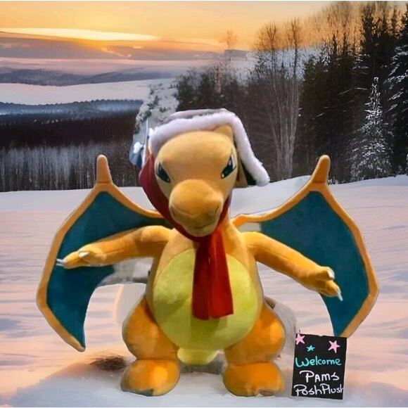 Build A Bear Giant CHARIZARD 2ft Pokemon Plush, Hat, Scarf Jumbo Nintendo - Picture 11 of 12
